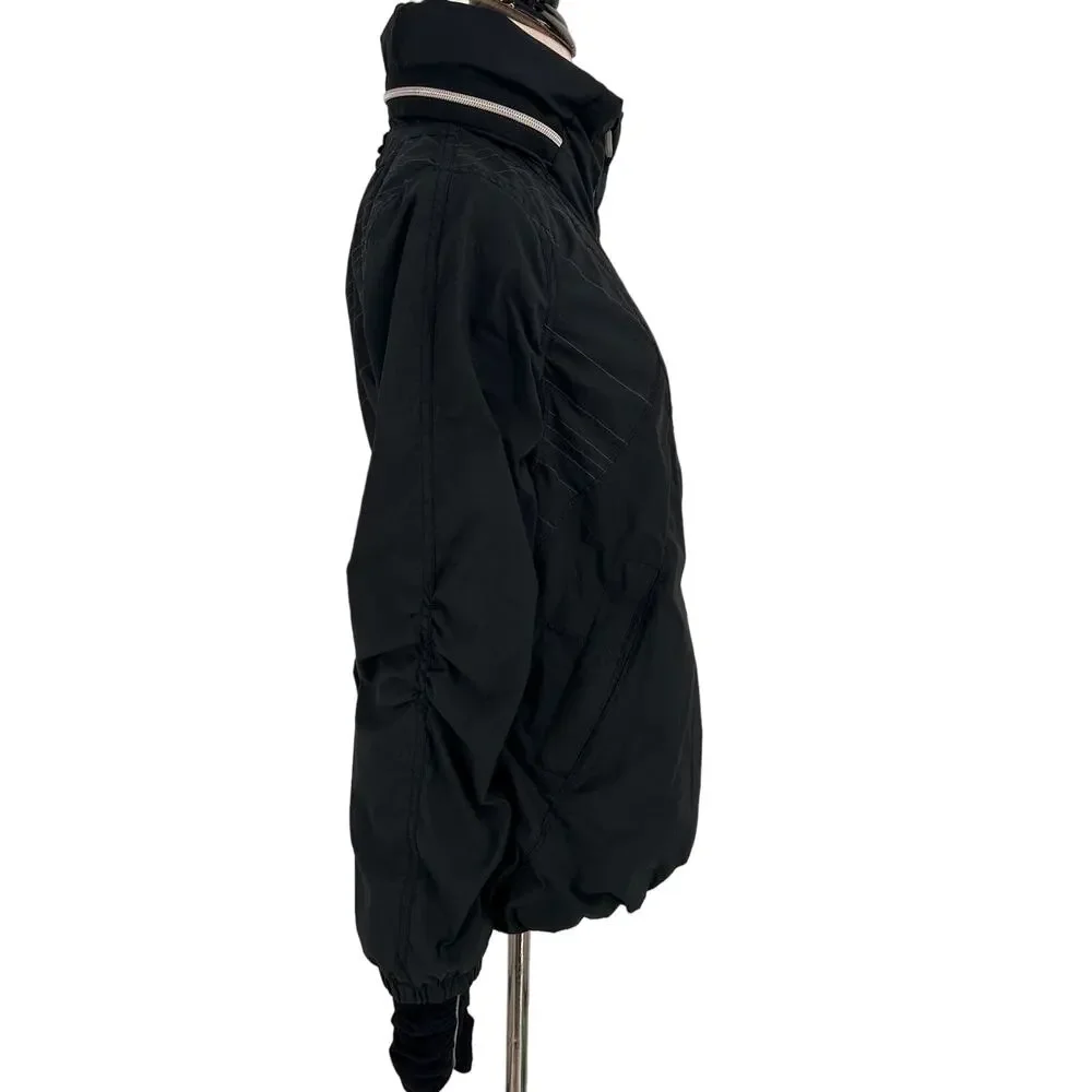 Lululemon Black Nylon Zip Up Ruched Back Detail Jacket Size 6